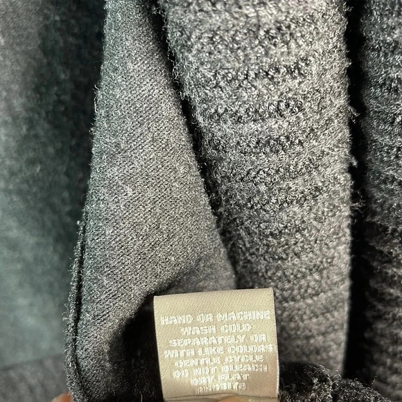 JOAN VASS Knit Draped Open Cardigan Sweater Dark Gray Shawl Collar Coastal S - Picture 9 of 11